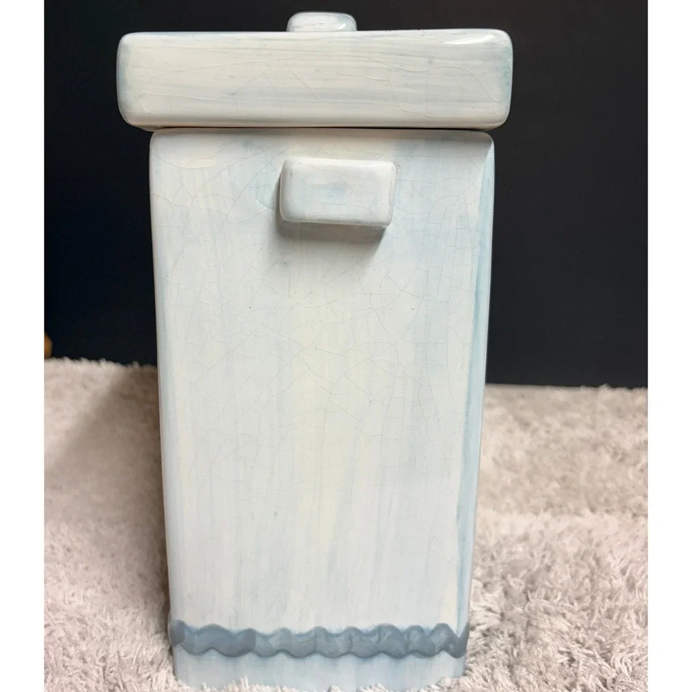 MSRF Inc Vintage Blue White Ceramic Cookies Jar with Lid 1990's‎ Cotttagecore